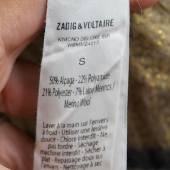 Zadig & Voltaire Deluxe Long Sleeve Open Front Cardigan Brown/Gold  Size Small - Picture 6 of 6